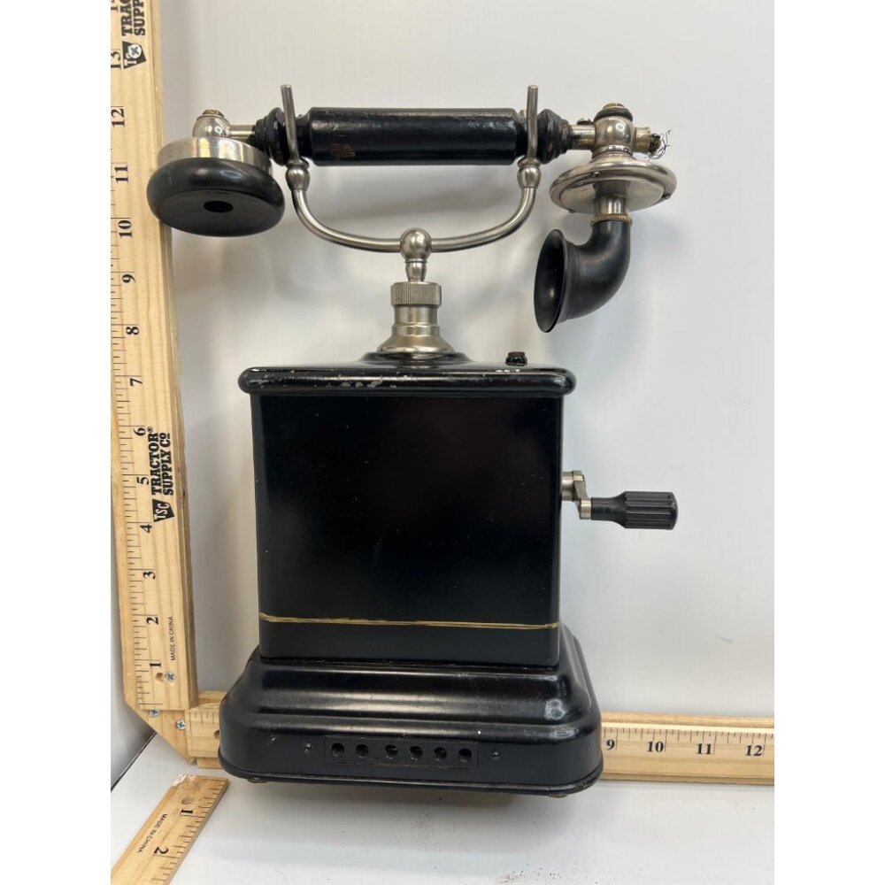 Vintage Ericsson Crank Wall Telephone Antique Black Metal Magneto Phone Decor